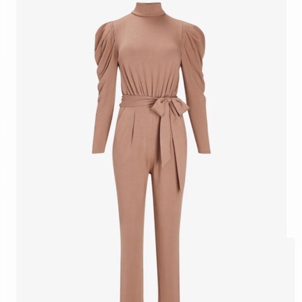 Express Shimmering Soft Ginger Cozy Jumpsuit XL NWOT